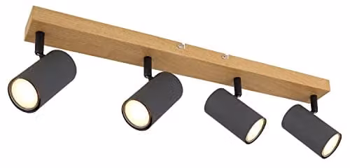 Globo Lighting Brown and Grey Metal and Wood Ceiling Light, Width: 60 cm, 4 Bulbs – 1