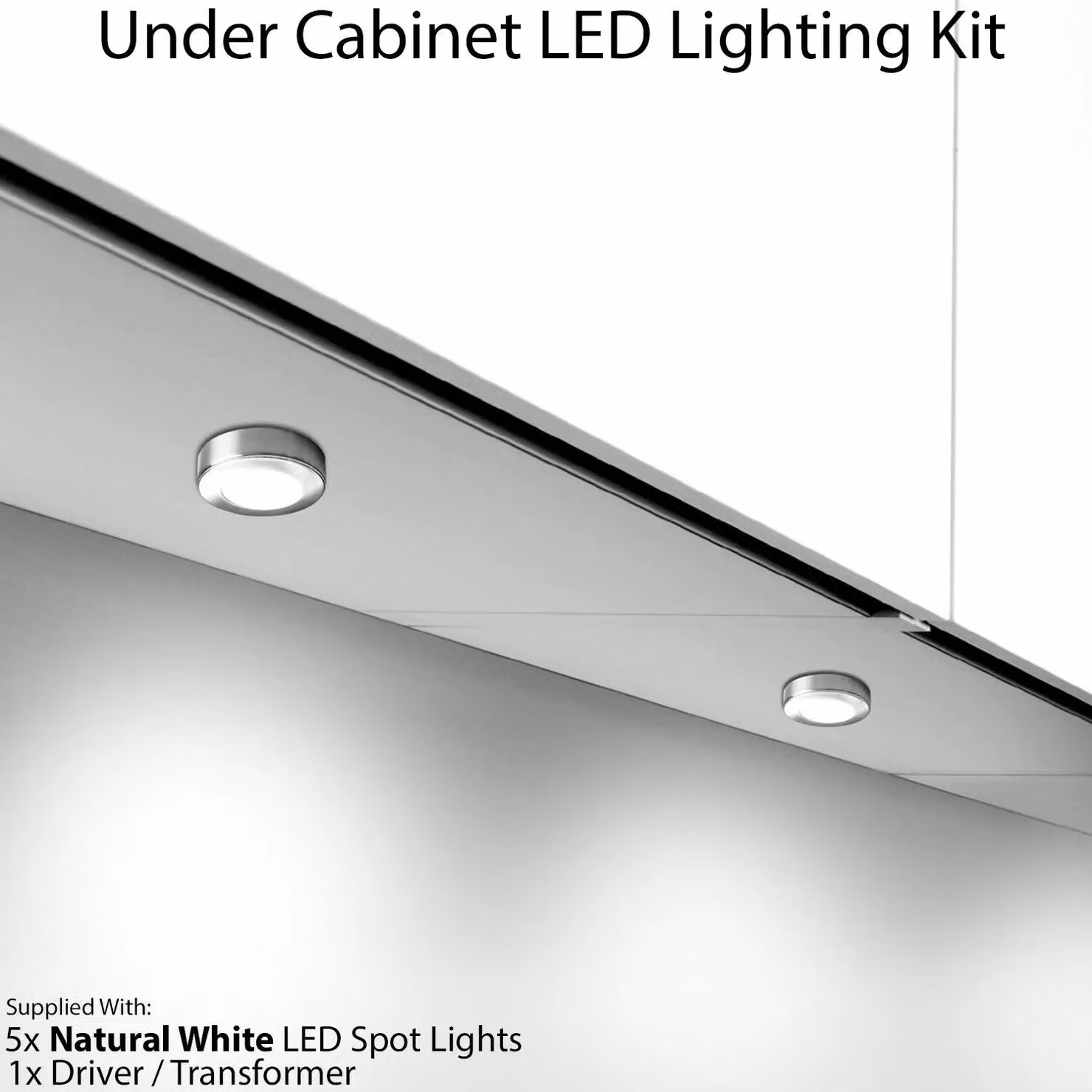 Loops 5x Chrome Round LED Under Cabinet Kitchen Light and Driver Kit with Natural White Light – 2