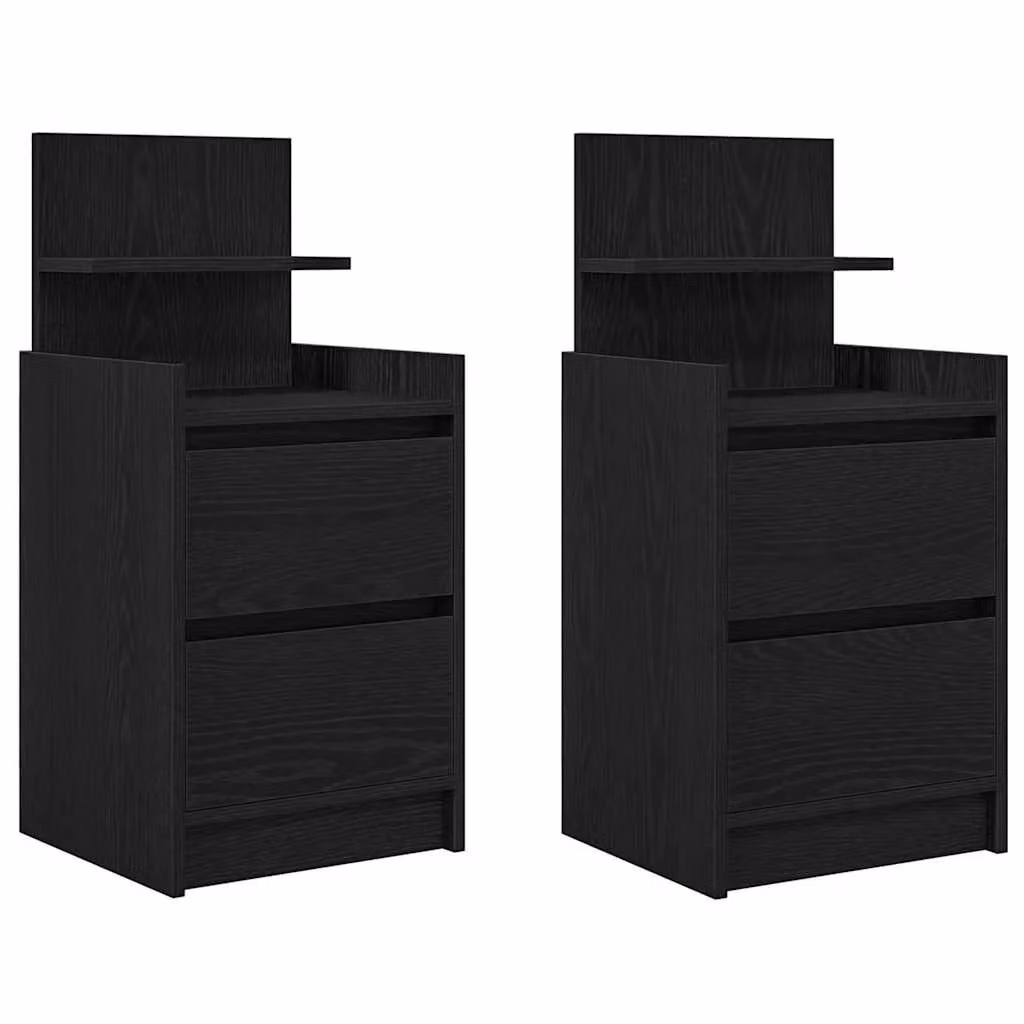 Berkfield Home Set of 2 Black Bedside Cabinets with 2 Drawers, W/D/H: 38 x 34 x 80 cm – 2