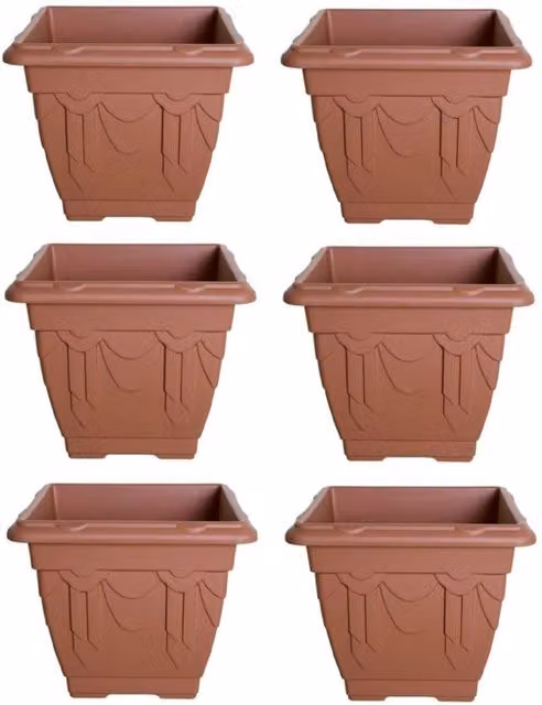 Whitefurze Brown Plastic Planter Pot for Indoor Plants, Diameter: 22 cm