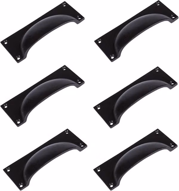 Hammer & Tongs Matt Black Iron Shell Rectangular Cabinet Drawer Pull, Pack of 6 – 2