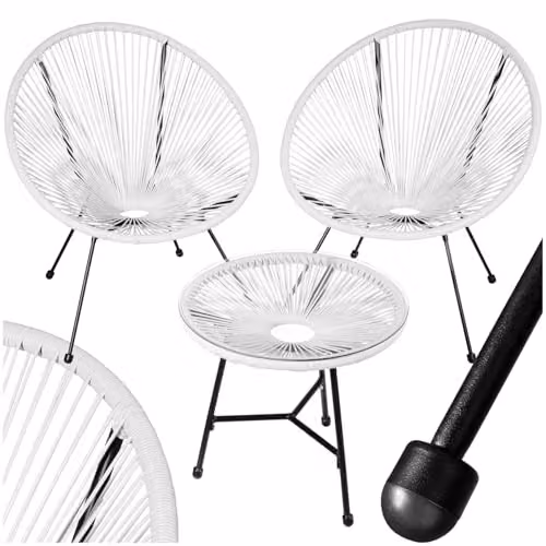 tectake Retro Garden Bistro Set with 2 Chairs and 1 Table in White
