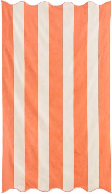 Allure Bath Fashions Extra Large Striped Scalloped Beach Towel in Burnt Orange, 90 x 170 cm