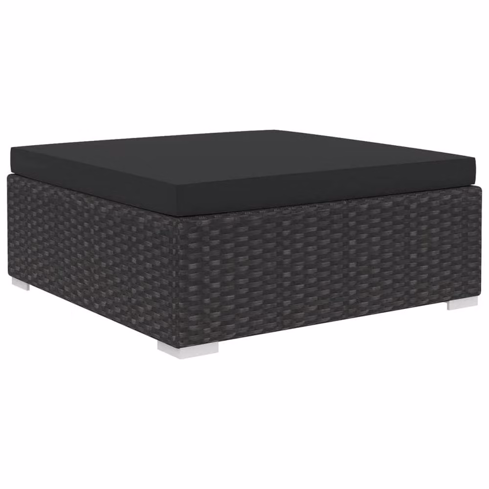 Berkfield Home 6 Piece Black Poly Rattan Garden Lounge Set with Cushions and Ottoman – 3