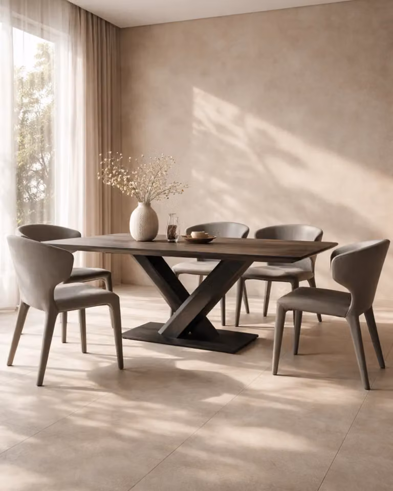 Tommy Franks Modern Rectangular Oak Dining Table in Brown and Black, W/D/H: 210 x 76 x 100 cm