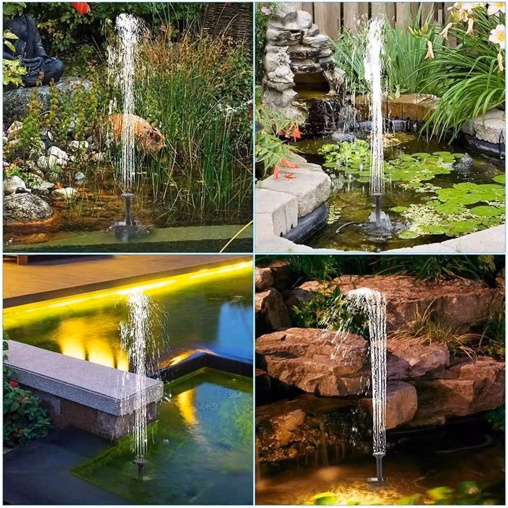 SPETLEK Solar Powered Garden Fountain with 7 Nozzles in Black, W/D/H: 100 x 15 x 15 cm – 4