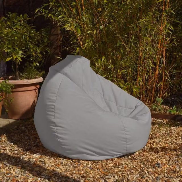 rucomfy Large Water Resistant Beanbag Chair for Adults in Light Grey – 1