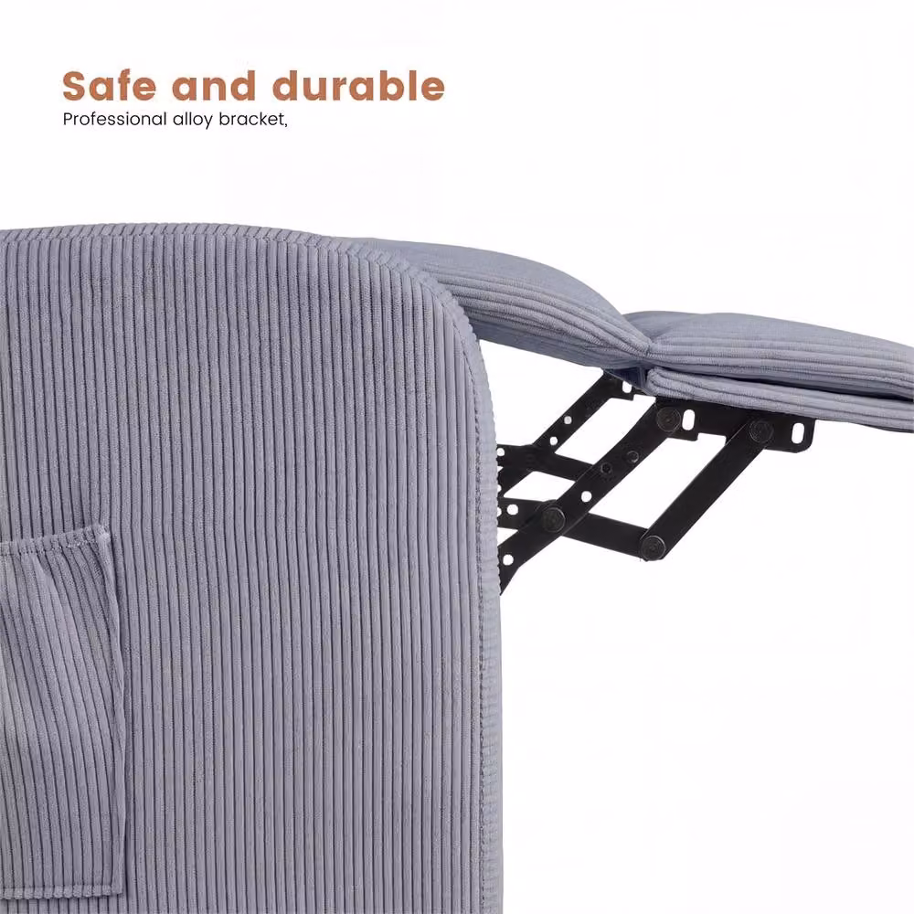 NESTLUNE Grey Push Back Recliner Chair with Armrests – 2