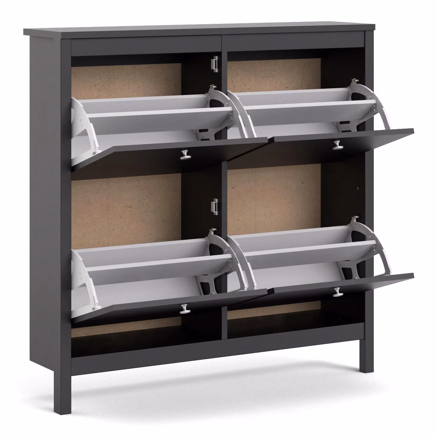 Furniture To Go Madrid Modern Shoe Cabinet with 4 Tilting Doors in Matt Black – 2