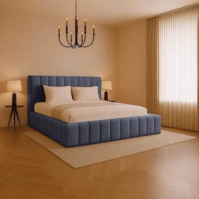 Desire Deco Kingston Modern Upholstered Bed Frame in Grey or Blue, W: 180 cm, D: 200 cm