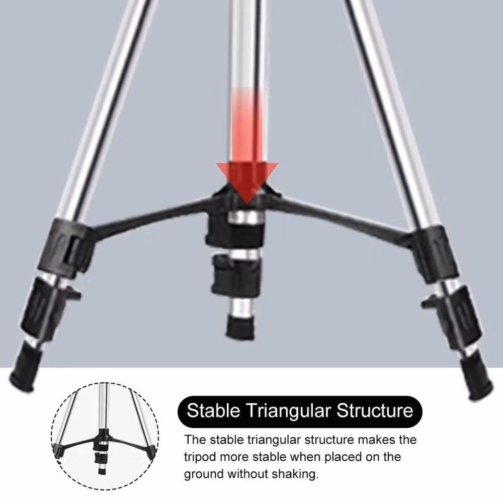 NESTLUNE Silver Telescopic Laser Level Tripod Adjustable Aluminum Alloy Pole – 6