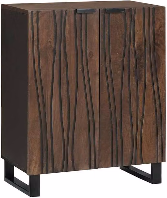 Berkfield Home Modern Mango Wood Sideboard in Brown and Black, W/D/H: 60 x 33.5 x 75 cm