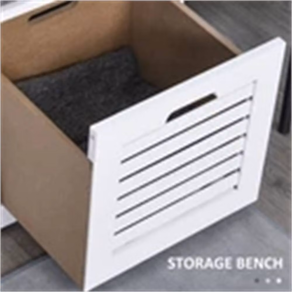 Nordara Modern White 3-Door Shoe Storage Bench with Fabric Cushion – 2