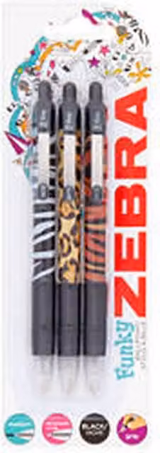 Zebra Z-Grip Animal Ballpoint Pens, Pack of 3, Multicolour