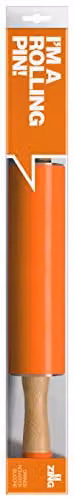Premier Housewares Zing Non-Stick Silicone and Wood Rolling Pin, Orange – 2