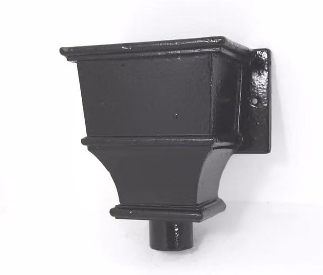 Hargreaves Premier Cast Iron Round Downpipe Hopper Head with Traditional Deep Flanged Outlet, 75mm, Black