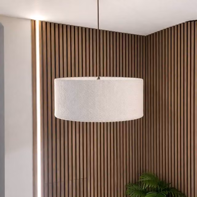 CGC Lighting Petra White Boucle Round Ceiling or Table Lamp Shade, Diameter: 45 cm
