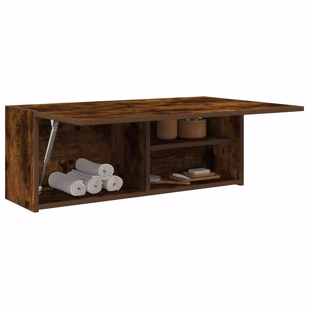 Berkfield Home Smoked Oak Bathroom Wall Cabinet, Brown, W: 80 cm, D: 25 cm, H: 30 cm – 3