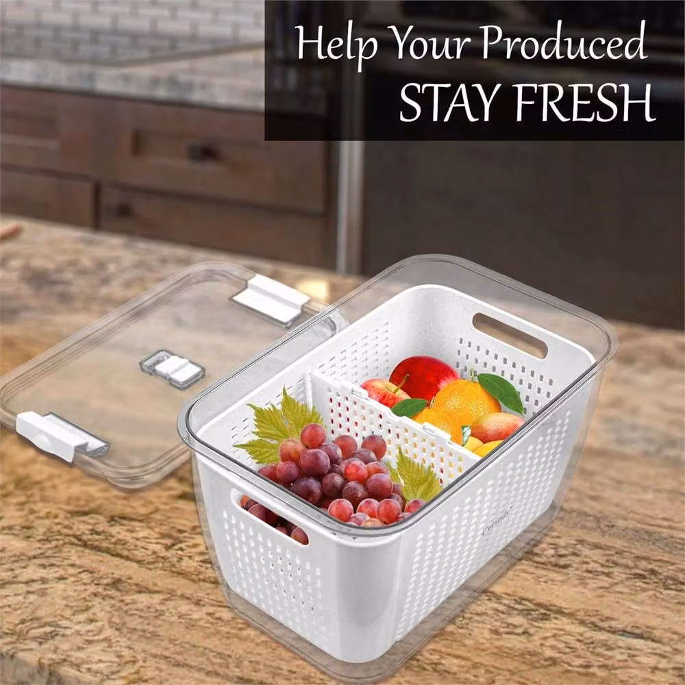 Nordara White and Transparent 4-Piece Multipurpose Stackable Fridge Organiser Set with Snap Lids, W/D/H: 15 x 15 x 15 cm – 2