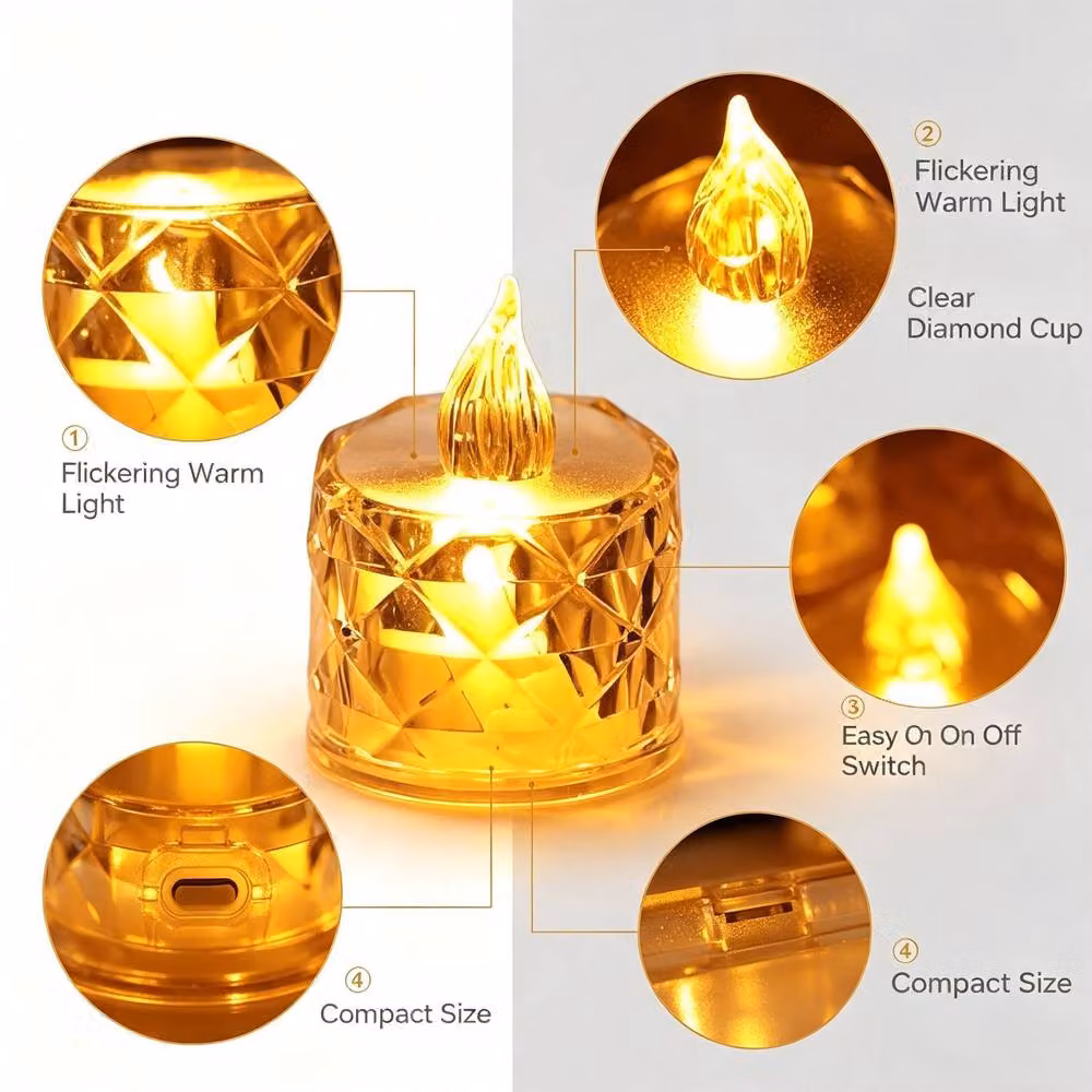 Lovii 24-Piece White Rose Design Flameless LED Tealight Candles – 4