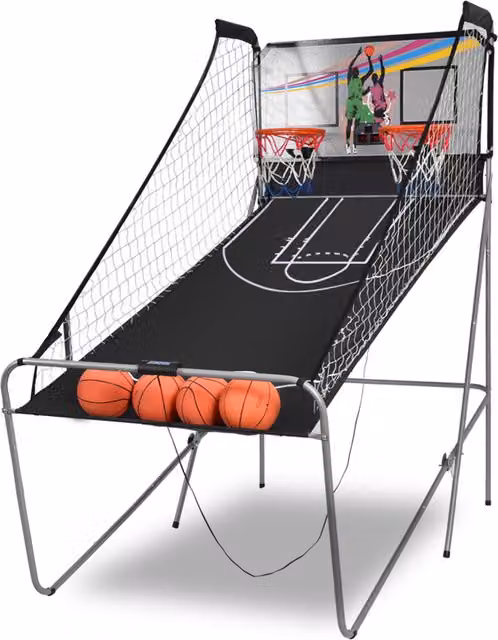 Costway Foldable Double Shot Basketball Arcade Game with Light and Sound in Black