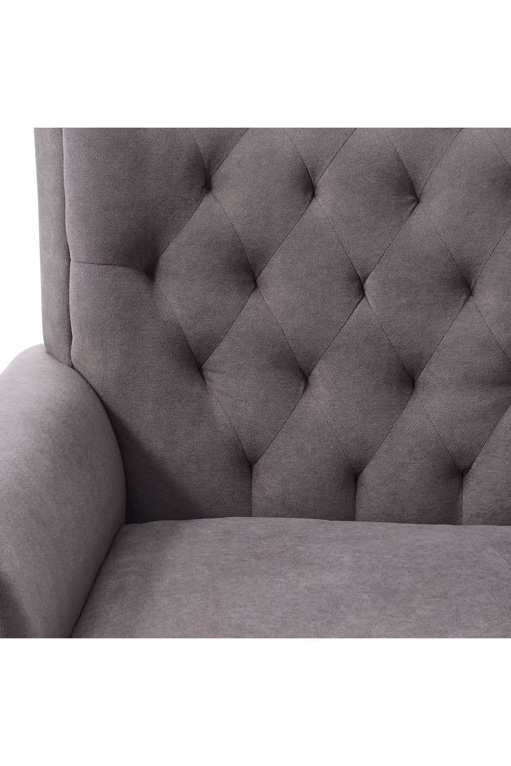 Garden Sanctuary Classic Tufted Wingback Armchair in Grey Velvet Fabric with Oak Wood Legs – 4