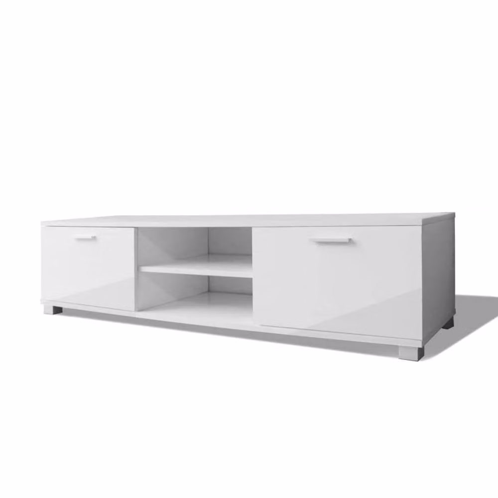 Berkfield Home Modern High-Gloss White TV Cabinet W/D/H: 140 x 40.3 x 34.7 cm – 2