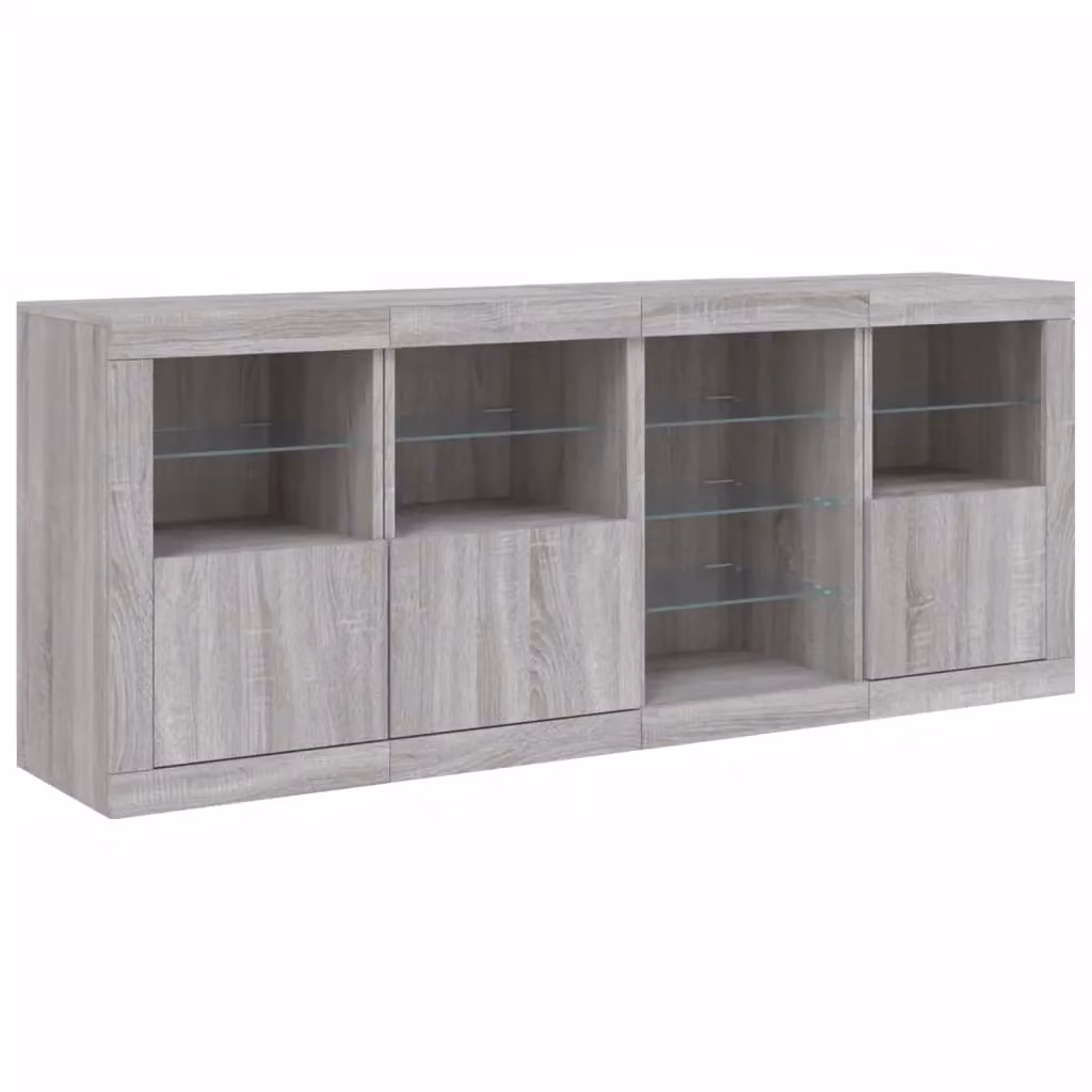 Berkfield Home Modern Sideboard with Integrated LED Lights in Grey Sonoma, W: 164 cm, D: 37 cm, H: 67 cm – 4