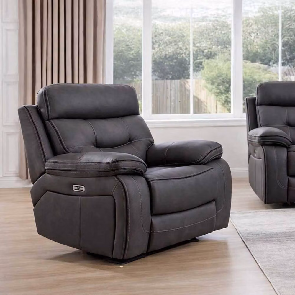 Furnishings For Less UK Renzo Grey Electric Recliner Sofa Suite with 2 Seater, 2 Armchairs and USB Charging – 3