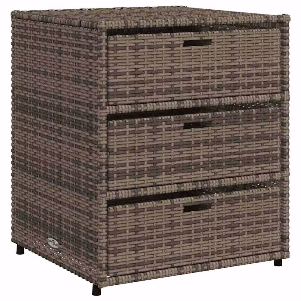 Berkfield Home Garden Storage Cabinet in Grey Poly Rattan and Steel, W/D/H: 55 x 59 x 69 cm – 3