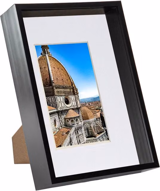 Nicola Spring 3D Deep Box Rectangular Photo Frame with A5 Mount, A4, Black/White