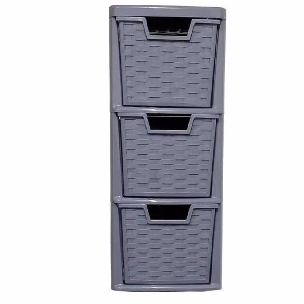 FORGEVIO 3 Drawer Grey Rattan Plastic Storage Unit, Dark Grey, Width: 50 cm – 2