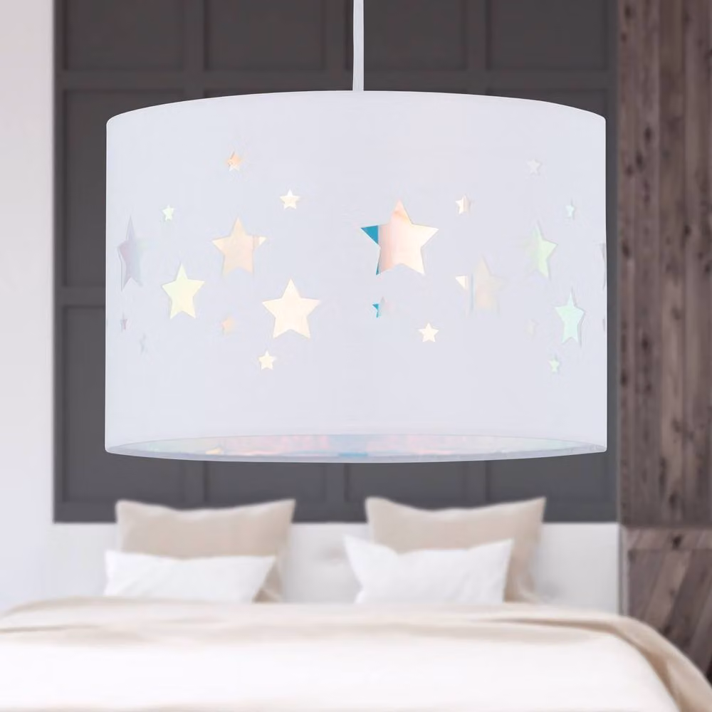 First Choice Lighting Clayton White Fabric Pendant Shade with Star Cut Out – 2