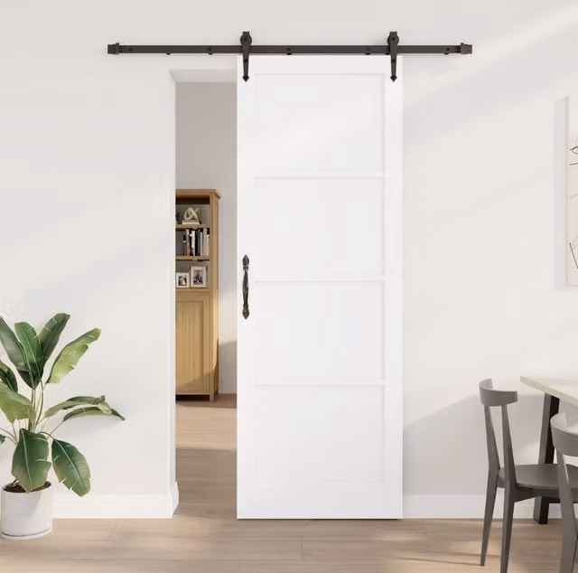Berkfield Home Modern White Lacquered Solid Pine Sliding Door with Hardware Set W: 83 cm, H: 232 cm – 1