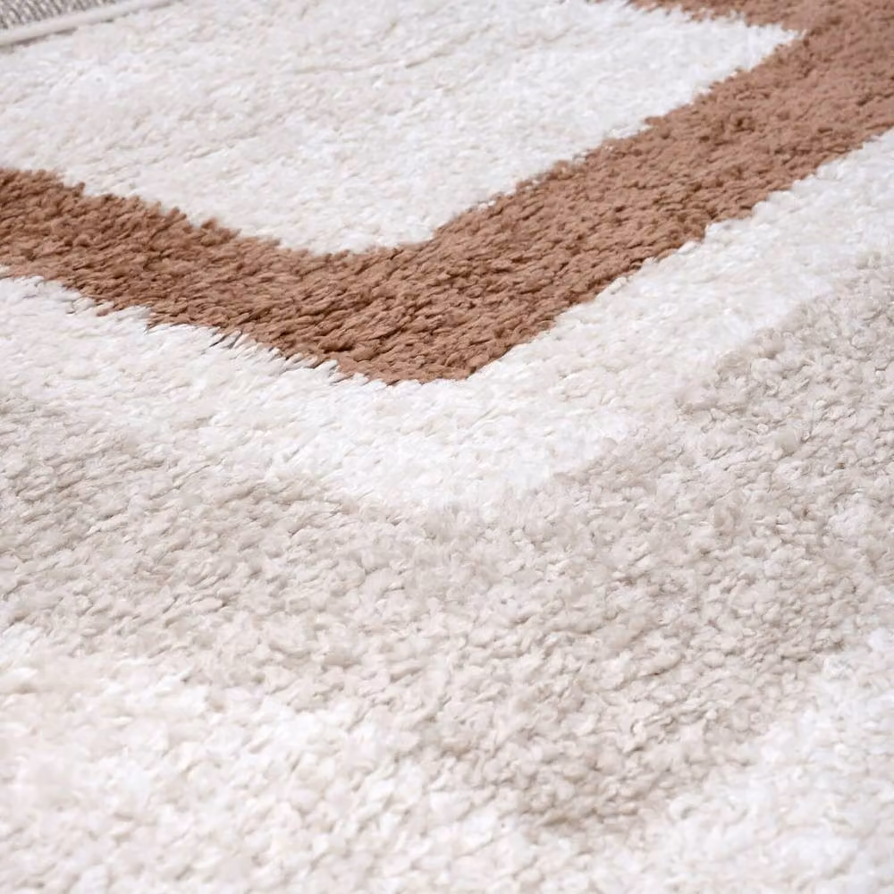 THE RUGS Moodi Border Design Shaggy Soft High Pile Living Room Rug in Terracotta, W: 200 cm x L: 290 cm – 2