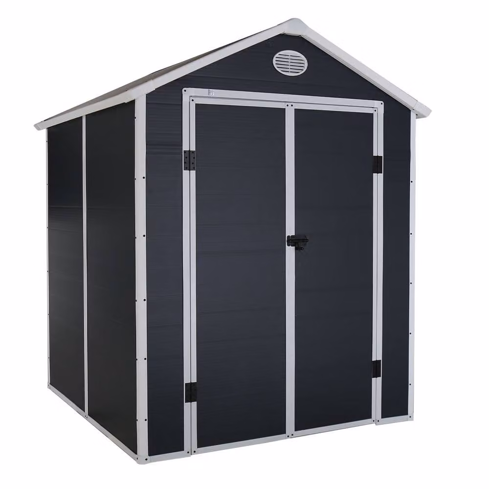 Charles Bentley Grey Plastic Garden Storage Shed with Gable Roof and Side Vents – 2