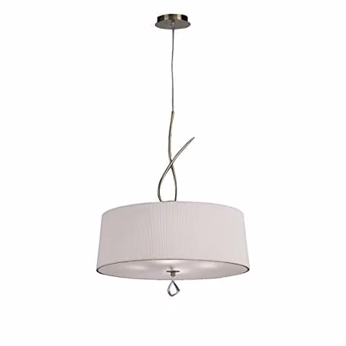 Mantra Iluminación 1624 Cylinder Single Pendant Light in Gold/Brass and White with E27 Socket