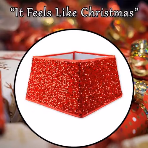 VFM e-Store Red Sequin Christmas Tree Skirt, W/D/H: 30.2 x 40.2 x 2.6 cm – 7
