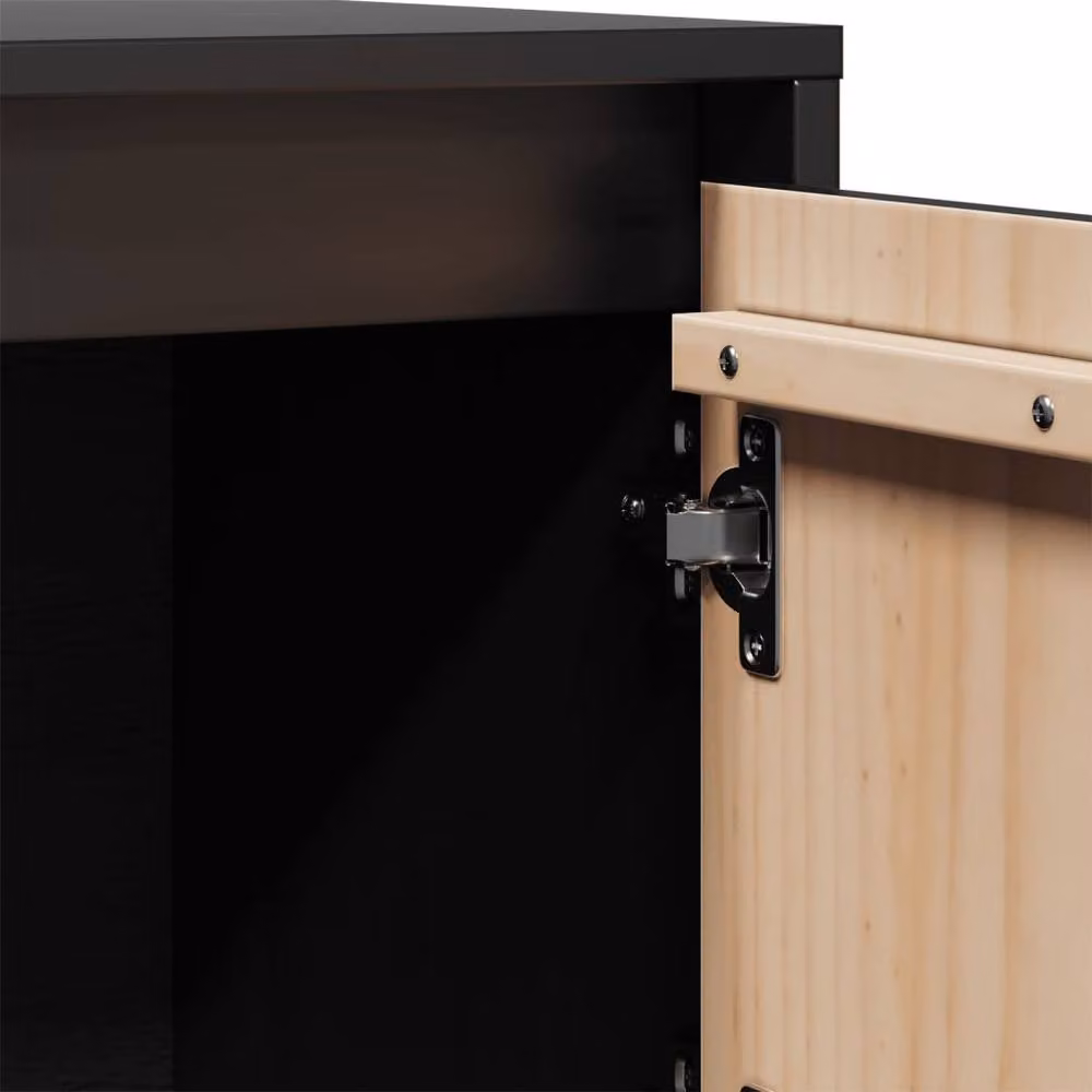 Berkfield Home Black Solid Wood Pine Highboard W/D/H: 74 x 35 x 117 cm – 6