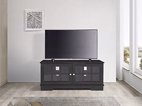 MDA Designs Hamilton Black Traditional TV Cabinet with Glass Doors – 2