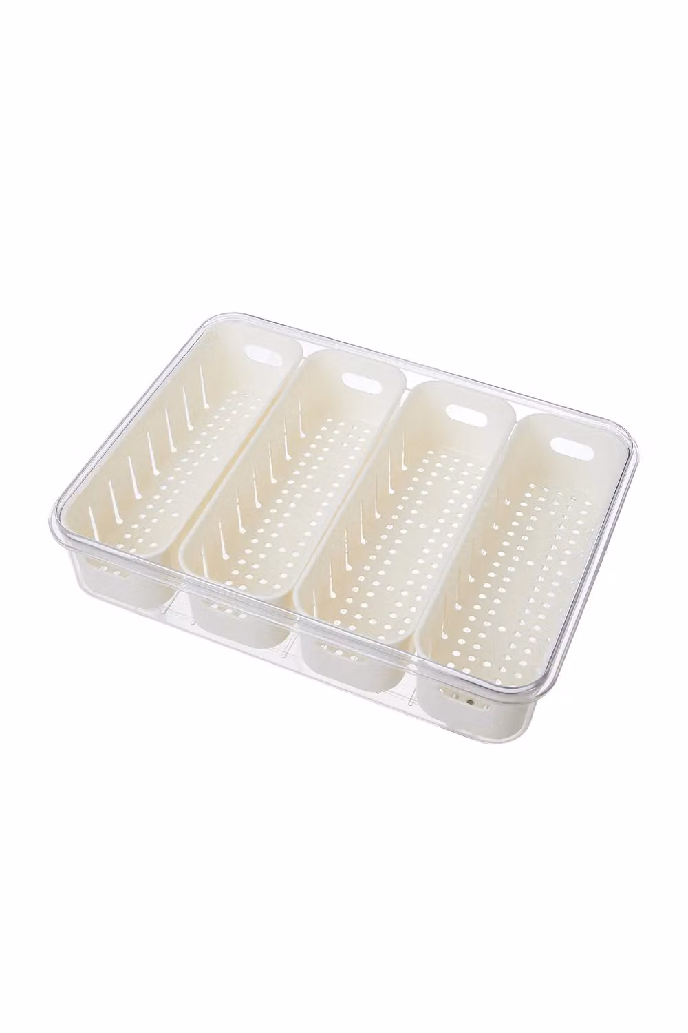 Living and Home White 4-Compartment Detachable Fridge Storage Container with Airtight Lid and Handles – 3