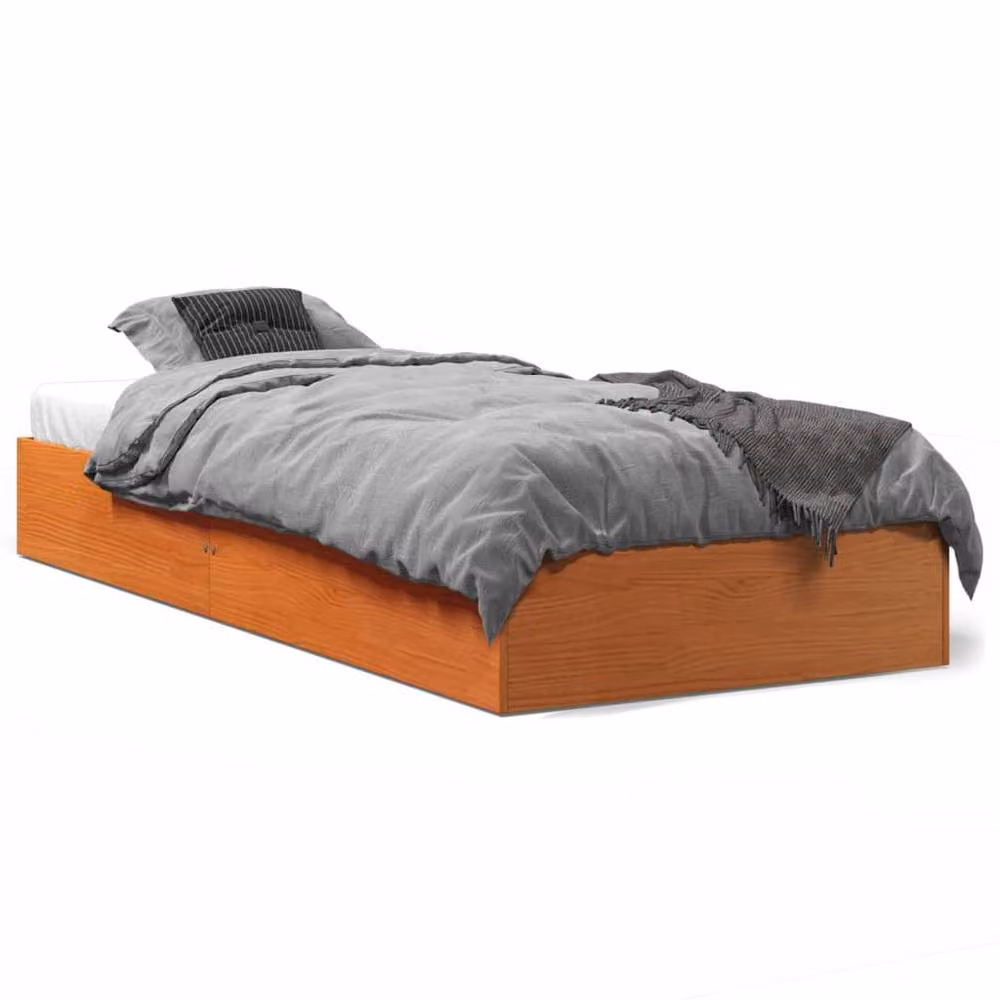 Berkfield Home Beautiful Single Bed Frame in Waxed Brown Pine, W/D/H: 90 x 190 cm – 3