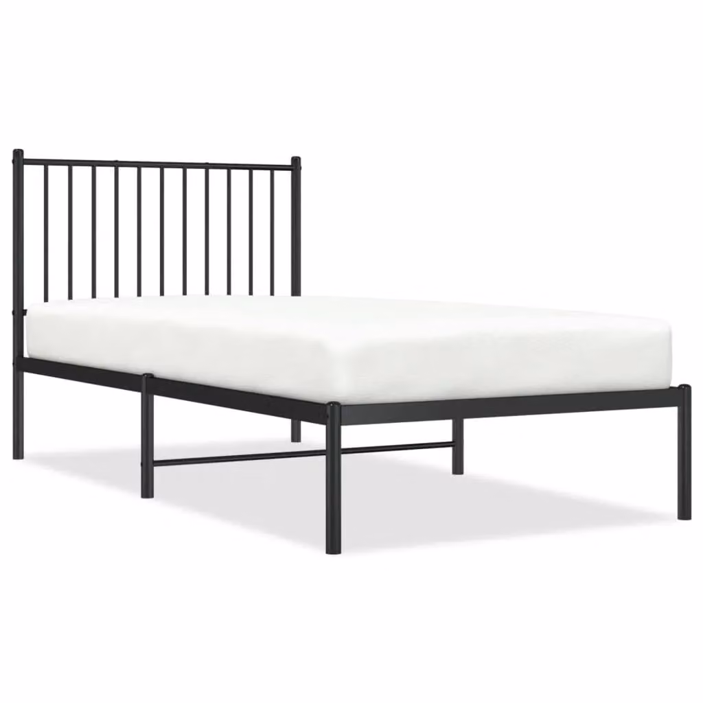 Berkfield Home Metal Bed Frame with Headboard, Black, W/D/H: 90 x 190 cm – 2