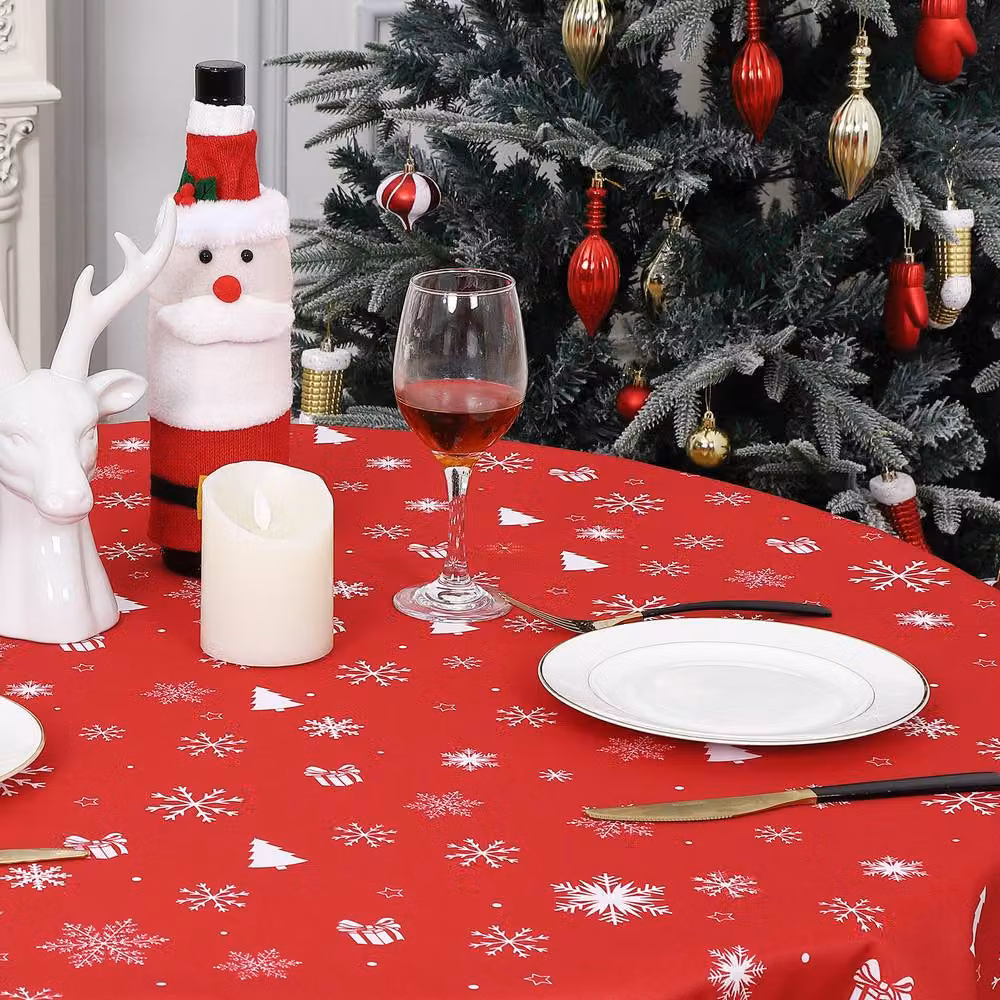 London Boutique Red Christmas Round Tablecloth, Waterproof and Washable, Diameter: 152.4 cm – 2