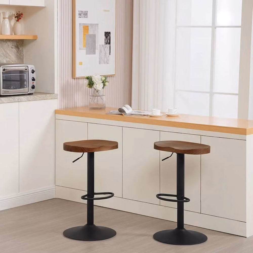 SPETLEK Swivel Bar Stool with Gas Lift in Vintage Brown – 3