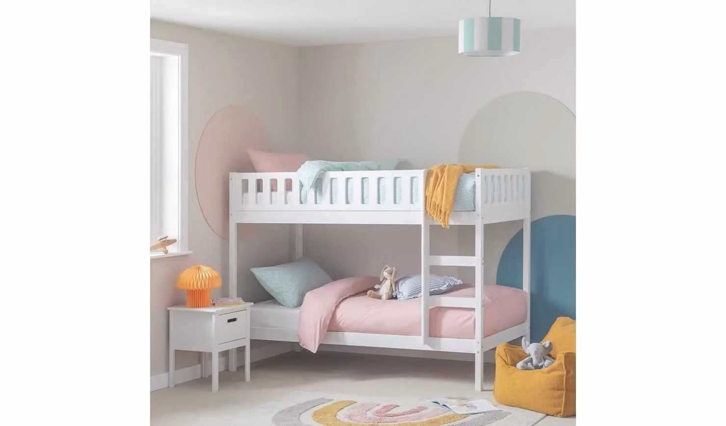 Ronnie Solid Wood Bunk Bed Frame in White for Childrens Bedrooms W/D/H: 190 x 90 x 143.8 cm
