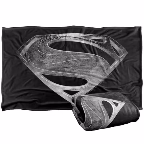 LOGOVISION Justice League Movie Superman Symbol Black Suit Super Soft Silky Touch Fleece Throw Blanket, W: 91 cm, L: 147 cm