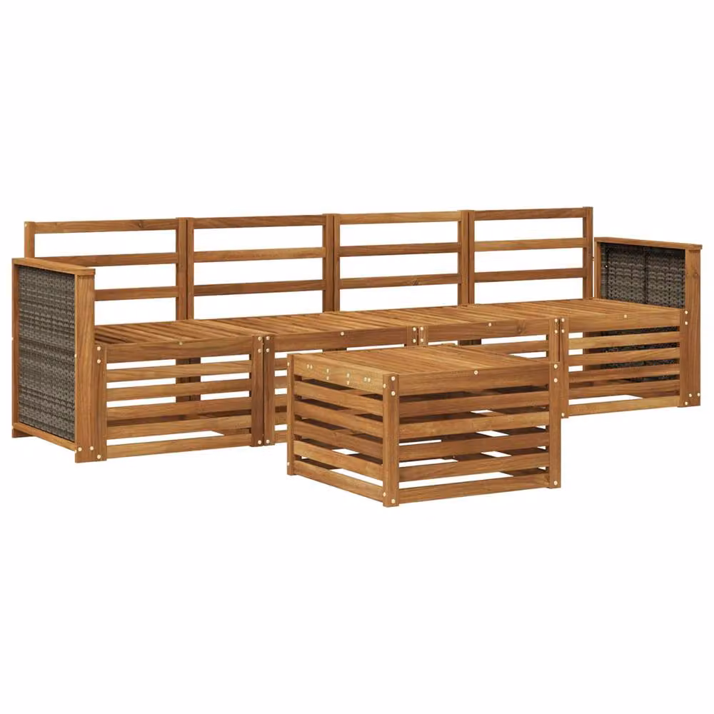 Berkfield Home 5-Piece Outdoor Sofa Set in Brown Solid Acacia Wood – 2