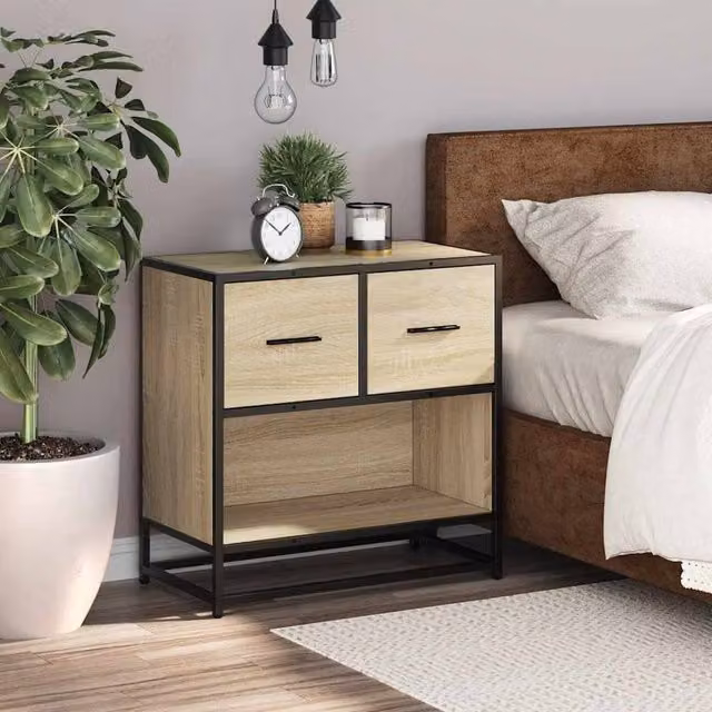 Berkfield Home Elegant Bedside Cabinet in Sonoma Oak Light Brown, W/D/H: 60 x 31 x 60 cm – 1