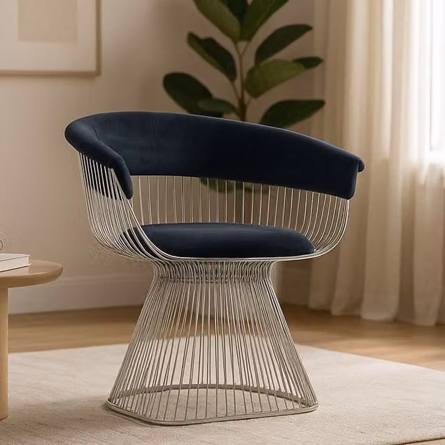 Orsina Art Deco Black Velvet Chair with Silver Metal Frame